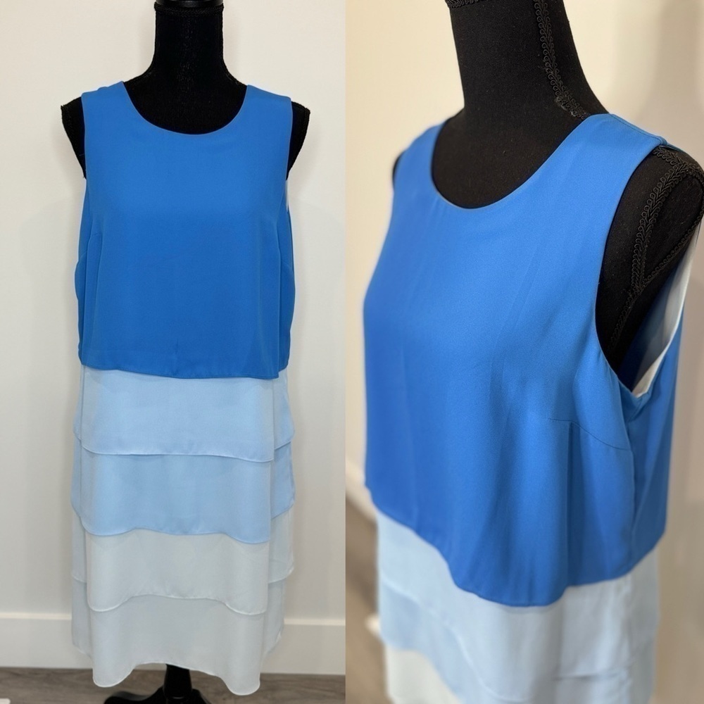 Vince Camuto Layered Blue Layered Sleeveless Dress (Sz 10)